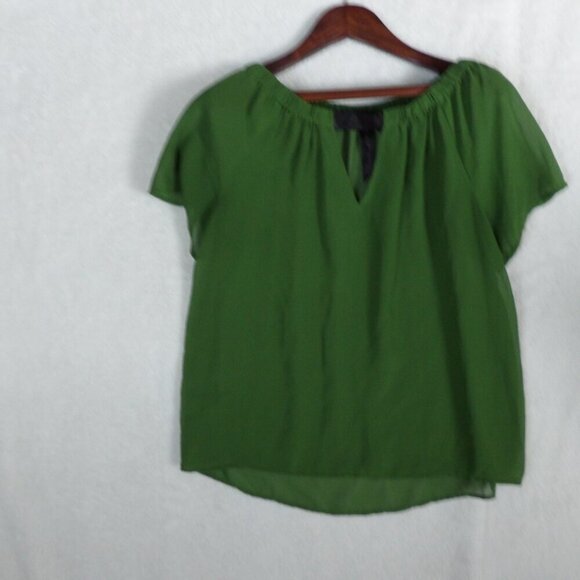 Green Loose Fit Short Sleeve Sheer Feminine Blouse | small - Picture 5 of 10